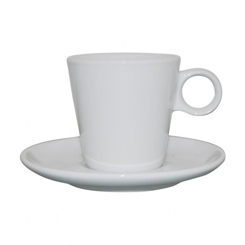 Weißer Lukas Kaffee SET mit einer Kapazität von 16 cl. sowohl Tasse und Untertasse geeignet für den Druck